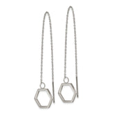 Stainless Steel Polished Hexagon Dangle Threader Earrings